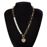 Lasso and Pearl Necklace with Heart Pendant