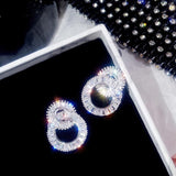 Round Bling Zircon Stone Stud Earrings