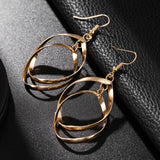 Multilayer Oval Drop Earrings