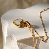 Necklace with Heart Black and White