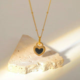 Necklace with Heart Black and White