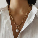 Long Necklace with Pearl Pendant
