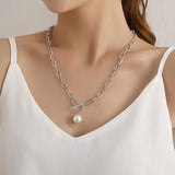 Long Necklace with Pearl Pendant