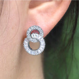 Round Bling Zircon Stone Stud Earrings