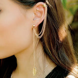 Leaf Chain Tassel Earrings