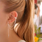 Leaf Chain Tassel Earrings