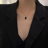 Short Necklace with Onyx Charm