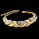 Luxury Braided Leaf Bracelet with Stones