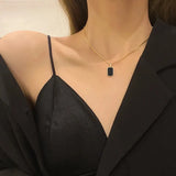 Short Necklace with Onyx Charm