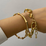 Set of Link and Bamboo Style Bracelets