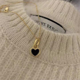 Necklace with Heart Black and White