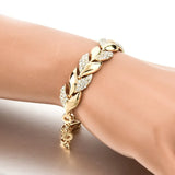 Luxury Braided Leaf Bracelet with Stones