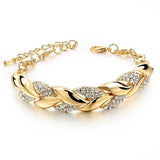 Luxury Braided Leaf Bracelet with Stones