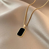 Short Necklace with Onyx Charm
