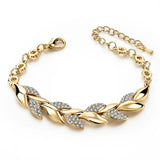 Luxury Braided Leaf Bracelet with Stones