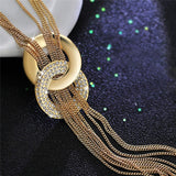 Long Tassel Necklace with Two Circles