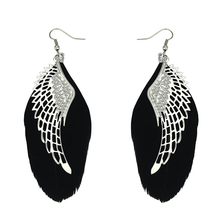Angel Feather Long Earrings