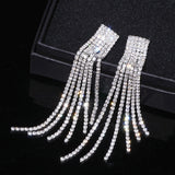 Crystal Long Tassel Earrings