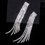 Crystal Long Tassel Earrings